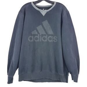 ADIDAS Sweater Adult Large Black BIG LOGO Athleisure Sweatshirt Pullover Running
